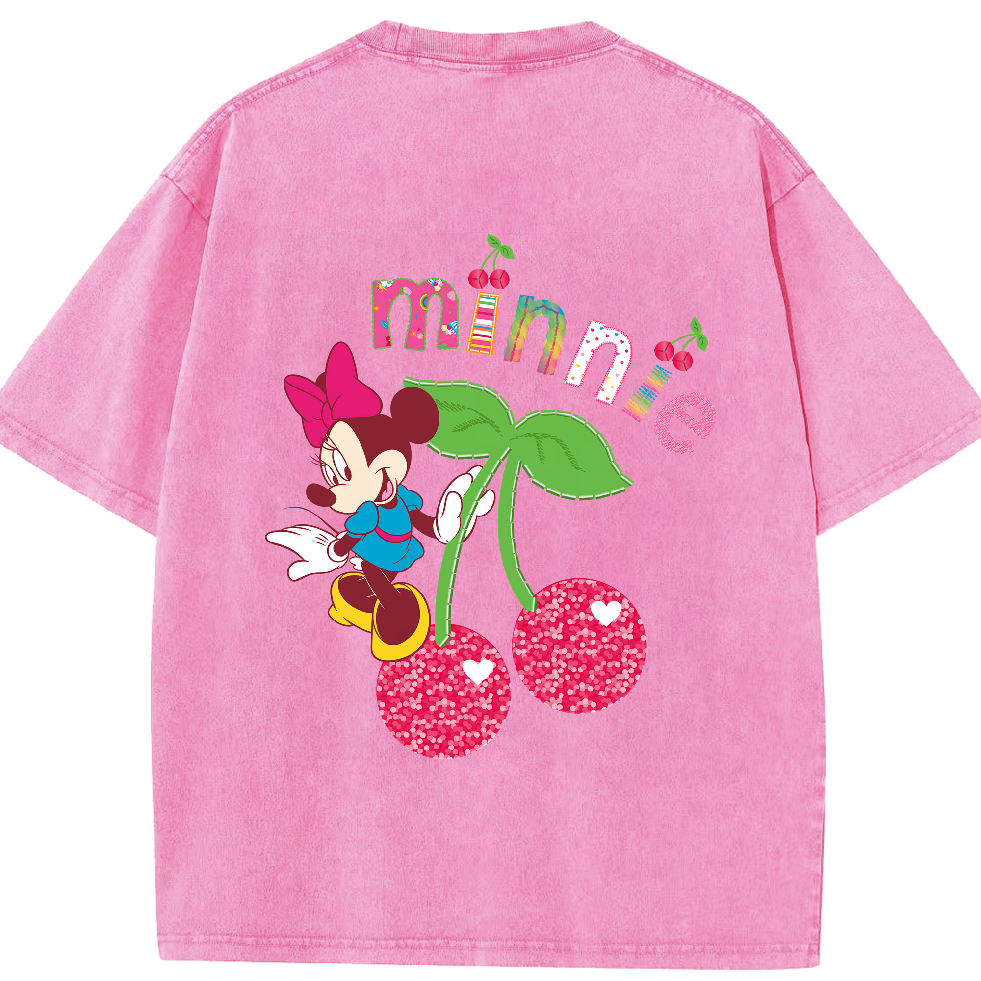 （画像用） ミッキーマウス Mickey Mouse 綿100% ヴィンテージ風 半袖Tシャツ（背面プリント）